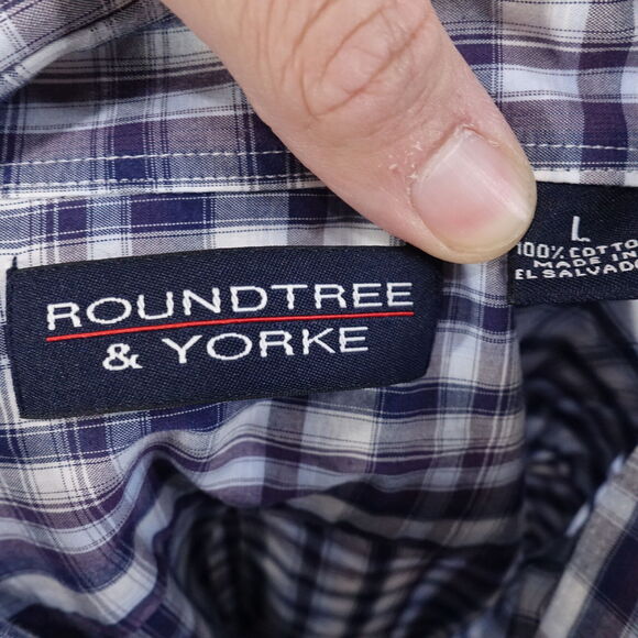 ROUNDTREE & YORKE LONG SLEEVE PLAID BUTTON DOWN SHIRT MENS SZ L LARGE - Picture 6 of 6